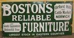 Bostons Furniture Enamel Advertising Sign 