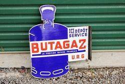 Butagaz Die Cut Enamel Post Mount Sign