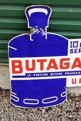 Butagaz Die Cut Enamel Post Mount Sign