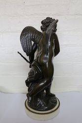 C1790  Pair Of French Bronze Figures On White Carrara Marble Stands 