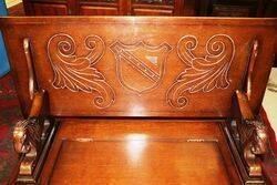 C20th Carved Linen Fold Monks Bench 