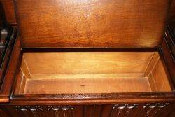 C20th Carved Linen Fold Monks Bench 
