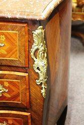 C20th French Marquetry Marble Top Commode