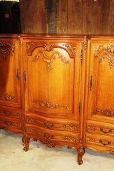 C20th French Oak Bow Front Three Door Sideboard 