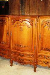 C20th French Oak Bow Front Three Door Sideboard 