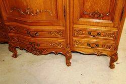 C20th French Oak Bow Front Three Door Sideboard 