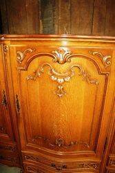 C20th French Oak Bow Front Three Door Sideboard 