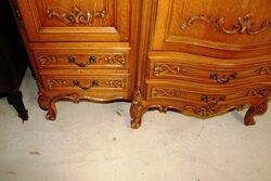 C20th French Oak Bow Front Three Door Sideboard 