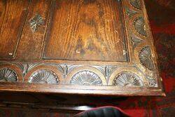 C20th Well Carved Two Drawer Oak Coffer 