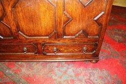 C20th Well Carved Two Drawer Oak Coffer 