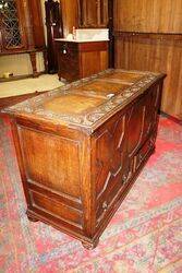 C20th Well Carved Two Drawer Oak Coffer 