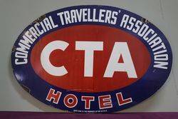 CTA Commercial Travellers Association Hotel  Double Sided Enamel Advertising Sign 