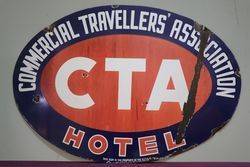 CTA Commercial Travellers Association Hotel  Double Sided Enamel Advertising Sign 