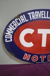 CTA Commercial Travellers Association Hotel  Double Sided Enamel Advertising Sign 