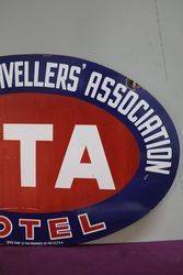 CTA Commercial Travellers Association Hotel  Double Sided Enamel Advertising Sign 