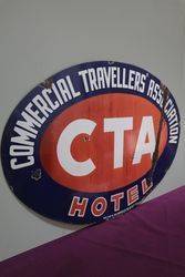 CTA Commercial Travellers Association Hotel  Double Sided Enamel Advertising Sign 