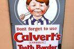 Calverts Tooth Powder Pictorial Enamel Sign