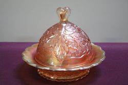 Carnival Glass Covered Bowl  