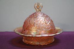 Carnival Glass Covered Bowl  
