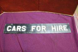 Cars For Hire Enamel Advertising Sign