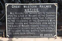 Cast Iron Great Western Railway Warning Sign 