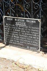 Cast Iron Great Western Railway Warning Sign 