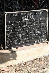 Cast Iron Great Western Railway Warning Sign 
