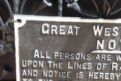 Cast Iron Great Western Railway Warning Sign 