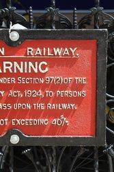 Cast Iron Great Western Railway Warning Sign  