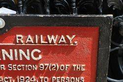 Cast Iron Great Western Railway Warning Sign  