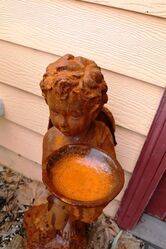 Cast Iron Winged Cherub Bird Feeder 