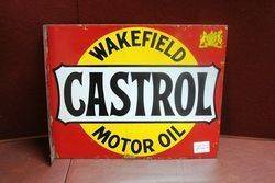 Castrol Wakefield Bowtie Enamel Post Mount Sign