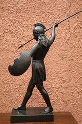 Classic Art Deco Spelter Figure of a Female Warrior