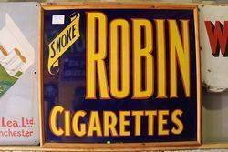 Classic Framed Robin Cigs Enamel Sign 
