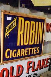 Classic Framed Robin Cigs Enamel Sign 
