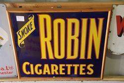 Classic Framed Robin Cigs Enamel Sign 