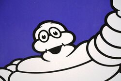 Classic Michelin Bibendum Pictorial Double Enamel Adv Sign 
