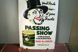 Classic Passing Show Virginia Cigarettes  Pictorial Enamel Sign 