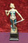 Cold Painted Bronze Figure Of The Sword Dancer C1920  Signed Jaegar     