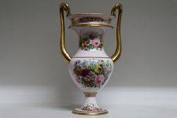 Copeland + Garrett 2 Handle Vase With Floral and Gilt Decoration 