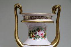 Copeland + Garrett 2 Handle Vase With Floral and Gilt Decoration 