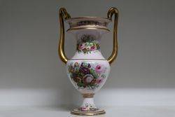 Copeland + Garrett 2 Handle Vase With Floral and Gilt Decoration 