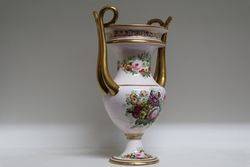 Copeland + Garrett 2 Handle Vase With Floral and Gilt Decoration 