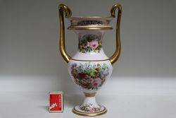 Copeland + Garrett 2 Handle Vase With Floral and Gilt Decoration 