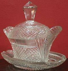 Cut Glass Covered Bowl and Stand