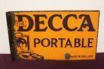 Decca Portable Gramophone Pictorial Post Mount Enamel Sign