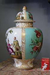 Dresden Helena Wolfsohn Covered Vase Augustus Rex Mark C1920 