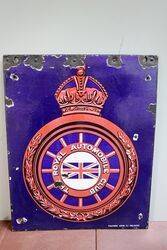 Early + Rare RAC Enamel Sign with Emblem to Both Sides 