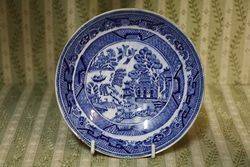 Early 19th Blue and White Willow Saucer C1800 