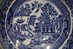 Early 19th Blue and White Willow Saucer C1800 